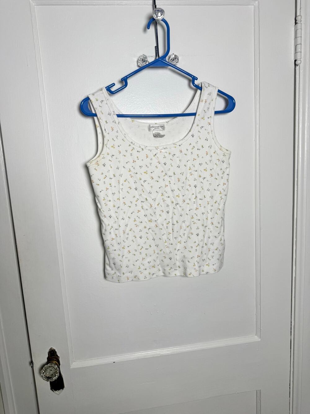 Vintage Jones New York Sport Tank Top M Ditsy Floral Cotton Y2K Cottagecore 90s